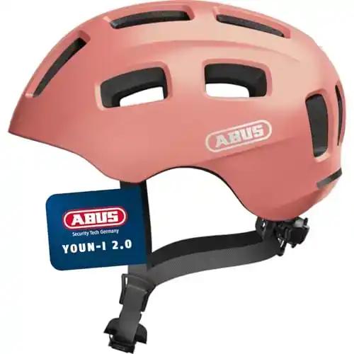 ABUS Youn-I 2.0 jalgrattakiiver – LED-valgusega lastele, noortele ja täiskasvanutele – roosakuldne, suurus S (48-54 cm)