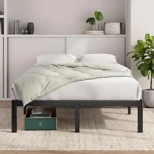 Zinus Elias Voodiraam 140x200cm – 36cm kõrgune metallist platvormvoodi koos panipaigaga – Must
