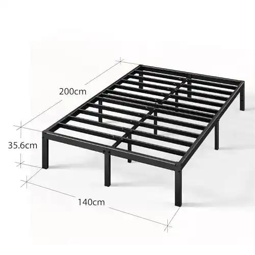 Zinus Elias metallist voodiraam 140x200 cm, 36 cm kõrge, panipaigaga, must, pilt 2