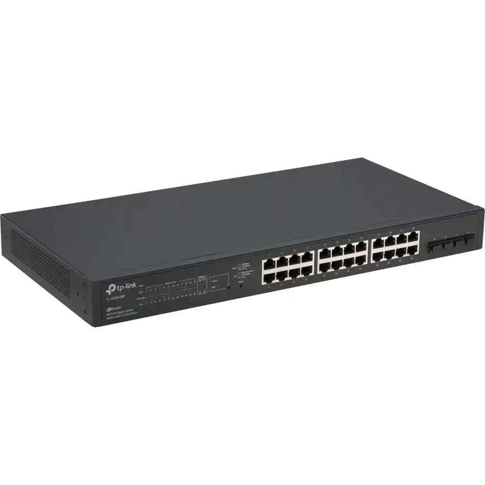 TP-Link TL-SG2428P 24-Port Gigabit hallatav PoE-lüliti 4 SFP-pesaga (250 W, tsentraalne pilvehaldus, Omada SDN integratsioon, IPv6, turvaline võrk) Must, ärivõrk