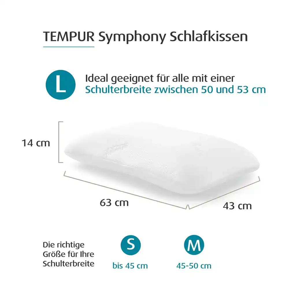 TEMPUR Symphony mäluvahust padi, suurus L, 63 × 43 × 14 cm, valge, pilt 2