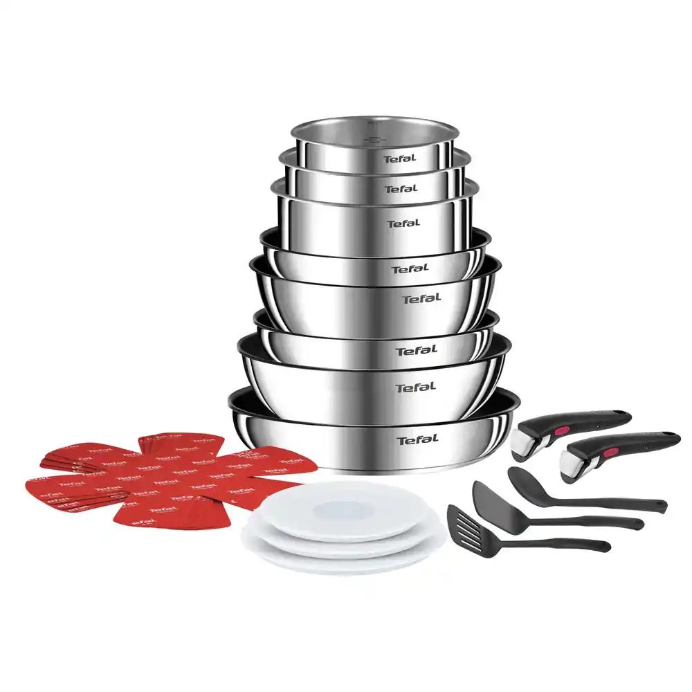 Tefal Ingenio Emotion 20-osaline komplekt, 1x kastrul, 3x pannid, 3x potid, 1x wok, 3x kaant, 4x pannikaitset, 3x tarvikut, 2x eemaldatavat käepidet, induktsioon, temperatuuriandur, roostevaba teras, L897SK04