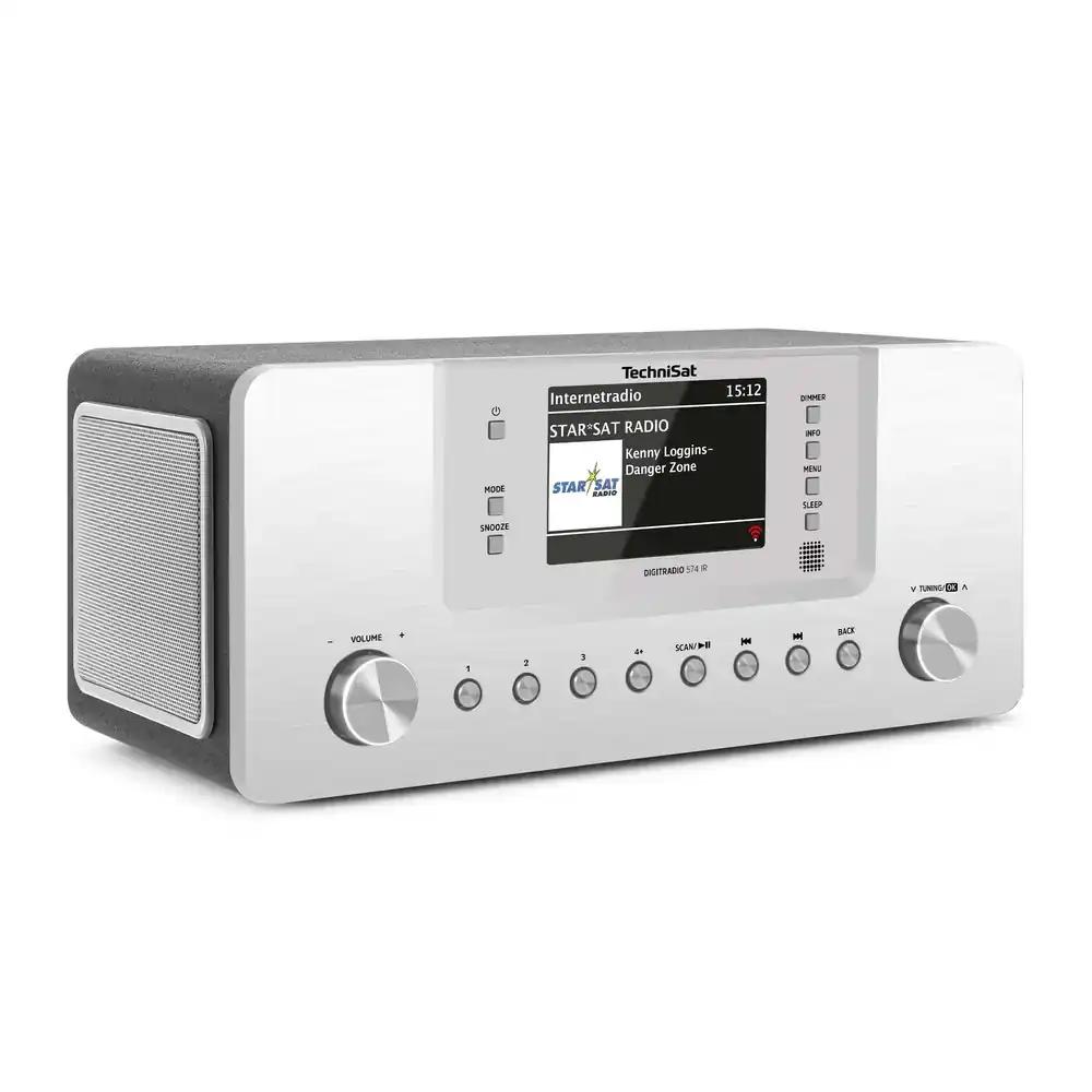 TechniSat DIGITRADIO 574 IR – Stereo-internetradio (DAB+, FM, WLAN, Bluetooth-helivoogedastus, 4-tolline värviekraan, USB, AUX sisend, kõrvaklappide pesa, äratuskell, 10 W, rakenduse-/puldiga juhtimine) Hõbedane