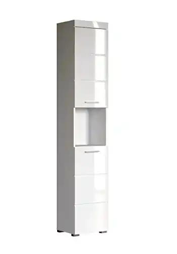trendteam smart living – Kõrge vannitoakapp – Amanda – Mõõdud (LxKxS) 37 x 190 x 31 cm – Valge kõrgläige – 139310301