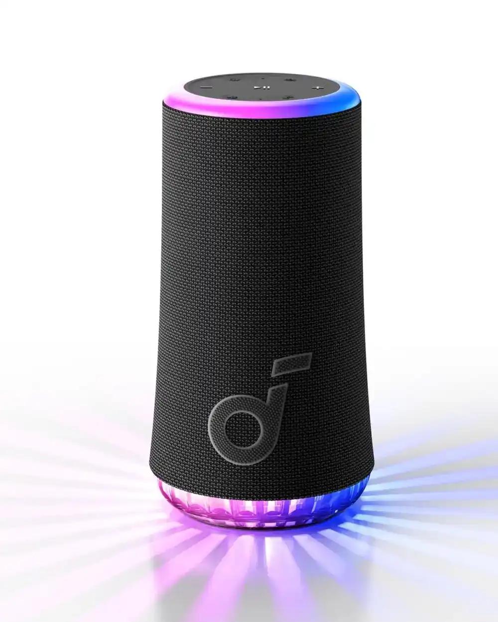 soundcore Glow mobiilikõlar 30W 360° ruumilise heliga, sünkroniseeritud valgusmäng, 18h esitus, kohandatav EQ, valgusshow, IP67 veekindel ja tolmukindel – ideaalne koju, aeda, peole