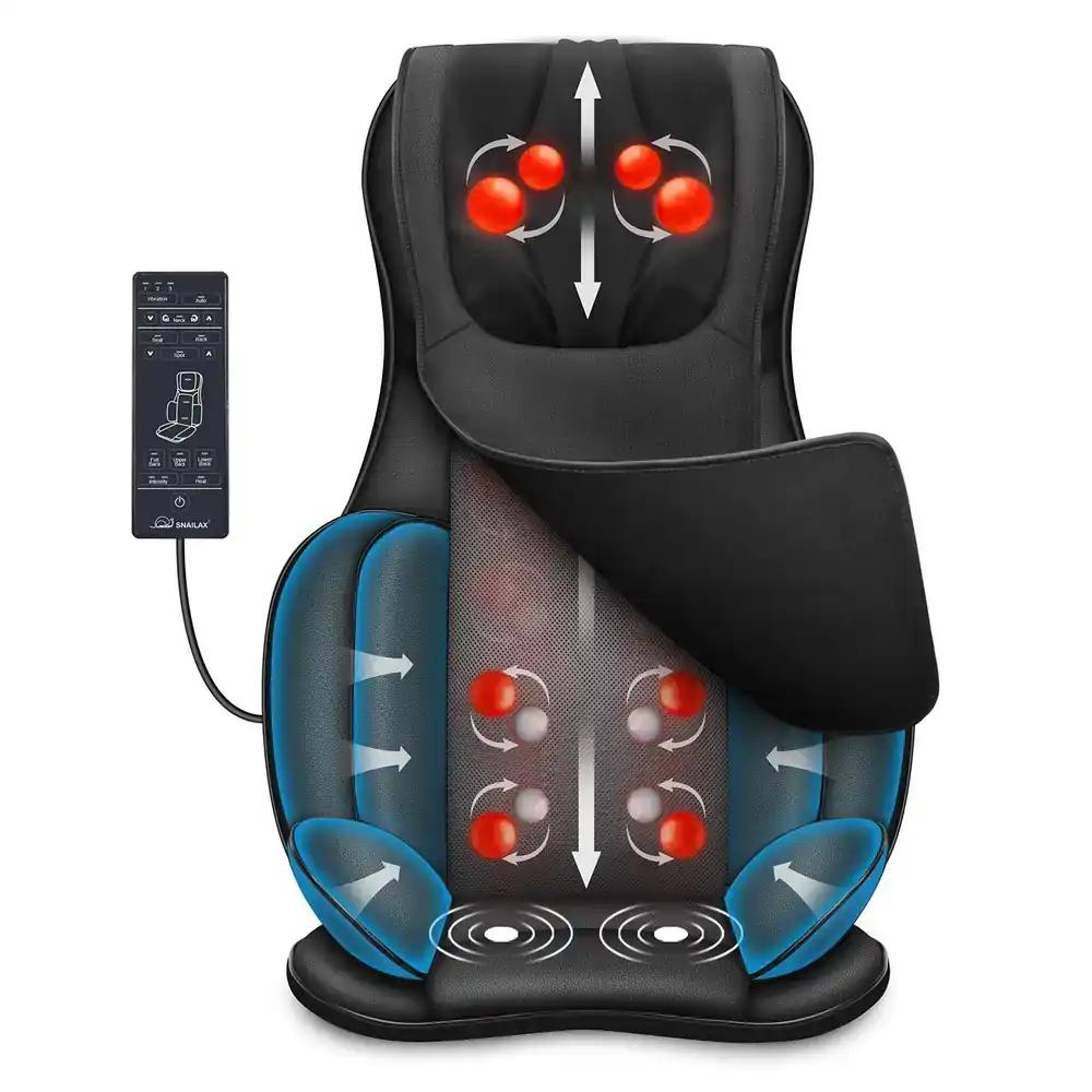Snailax Shiatsu massaažipadi soojendusega – täiskeha massaažikate suruõhu, sõtkumise ja vibratsiooniga, elektriline massaažiseade seljale, kaelale ja õlgadele, ideaalne kingitus
