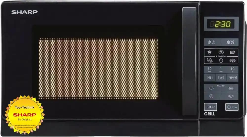 Sharp vabaltseisev R642BKW 2-ühes mikrolaineahi grilliga / 20 L / 800 W / 1000 W kvartsgrill / 8 automaatprogrammi / taimer / lasteohutus / energiasäästurežiim / klaaspöördalus (25,5 cm) / must