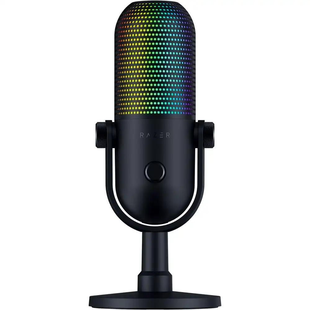 Razer Seiren V3 Chroma – RGB-USB-mikrofon Tap-to-Mute funktsiooniga (Reaktiivne valgustus, superkardioid kondensaatormikrofon, digitaalne võimenduspiiraja ja integreeritud vibratsioonisummuti) Must