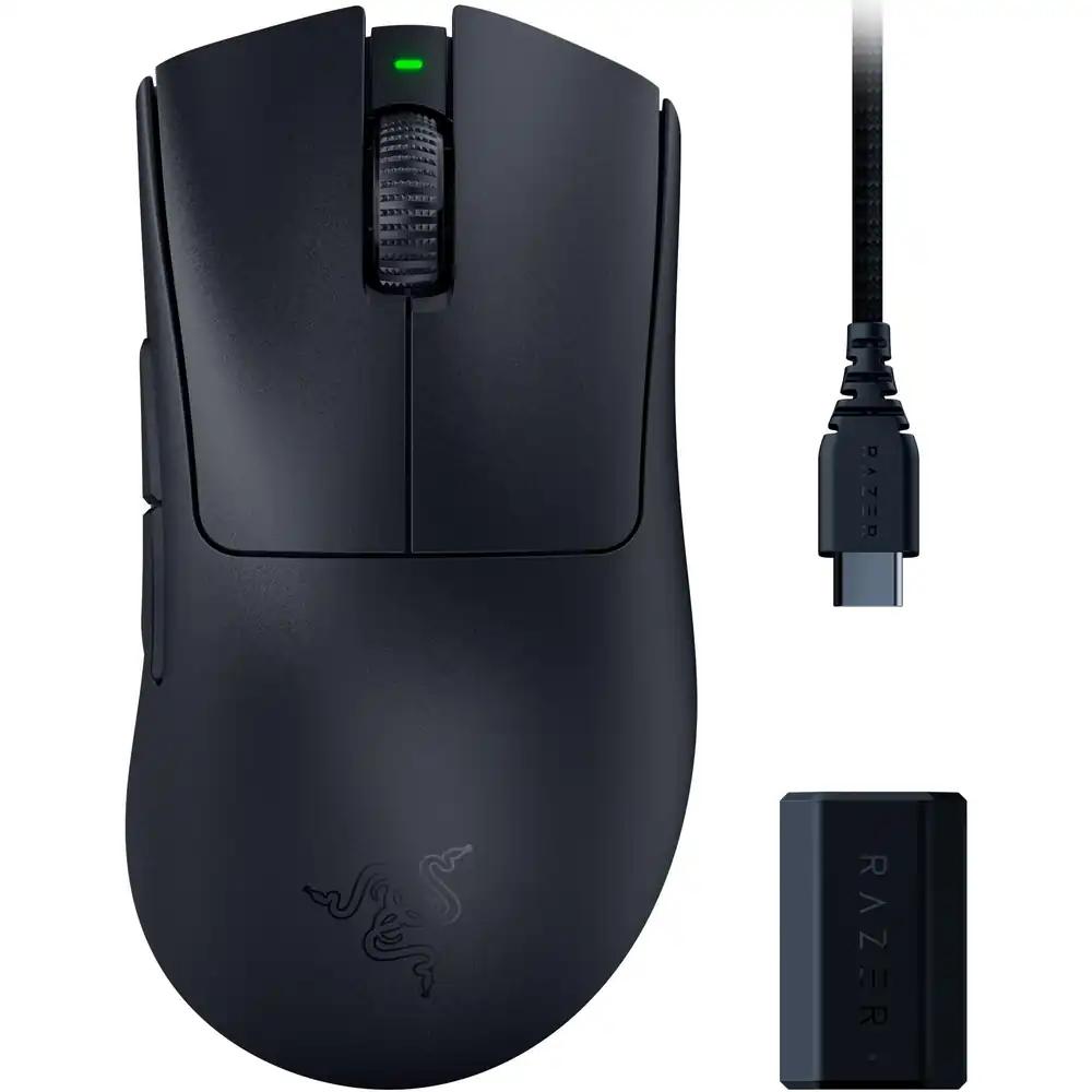 Razer DeathAdder V3 Pro + HyperPolling juhtmevaba adapter – Ül kerge e-sport hiir tõelise 8K Hz juhtmevaba küsitlussagedusega (63 g, Optiline Focus Pro 30K, 3. gen optilised lülitid) Must
