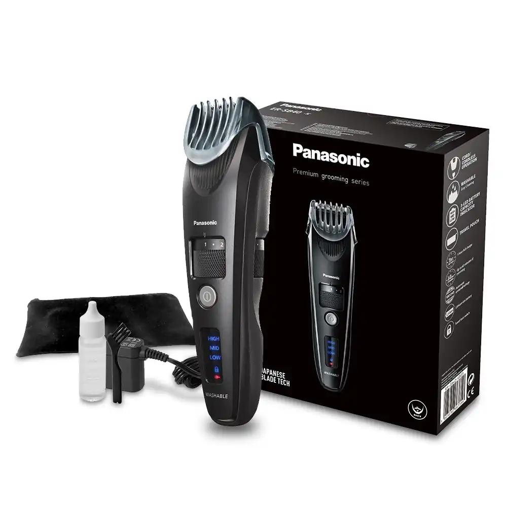 Panasonic ER-SB40-K803 habemetrimmer meestele, kaasaskantav, veekindel juukselõikur, 20 pikkuse valikut, täiustatud terad, kammkinnitus, juhtmeta ja juhtmega kasutus, LED-akunäidik, must