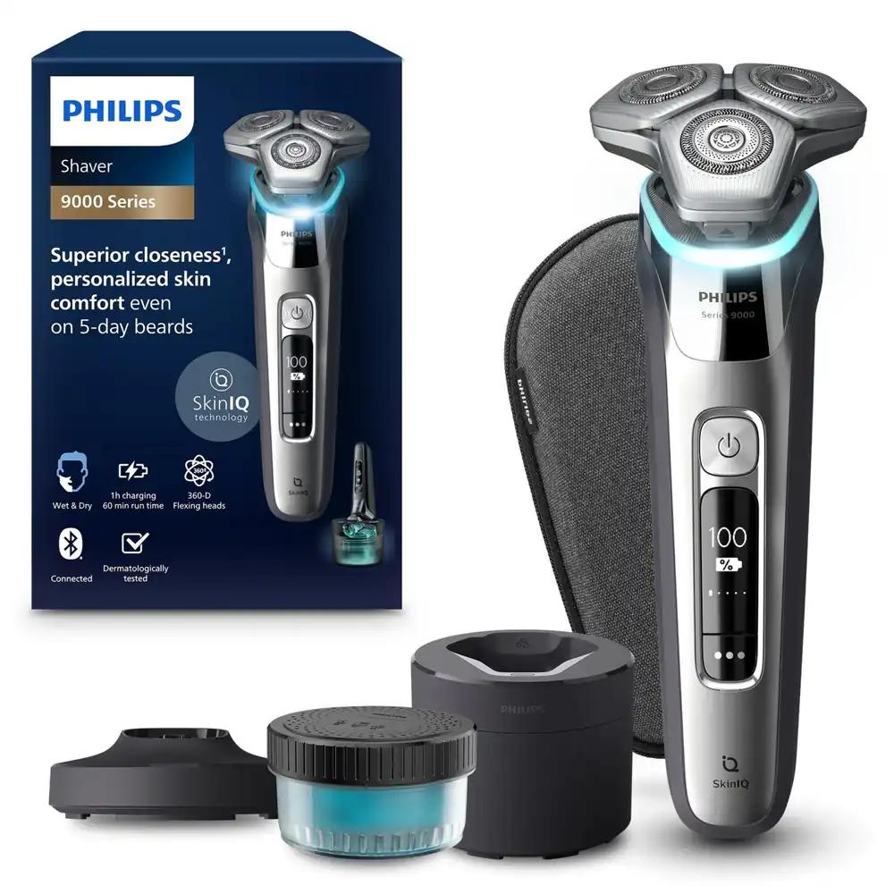 Philips habemenoaator S9000 – Elektriline märg- ja kuivraseerija meestele, tume kroom, Lift & Cut süsteem, SkinIQ tehnoloogia, habemetrimmer, puhastusjaam, laadimisalus ja reisikohver (mudel S9974/55)