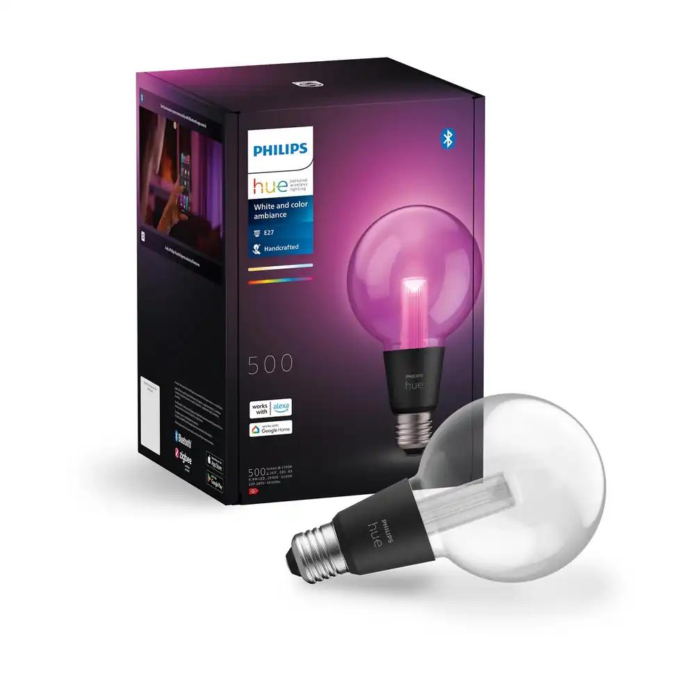 Philips Hue White & Color Ambiance Lightguide nutikas LED-lamp, väike Globe kuju, G95, hämardatav LED-lamp Hue valgustussüsteemi jaoks, 16 miljoni värviga, nutikas valguse juhtimine hääle ja rakenduse kaudu