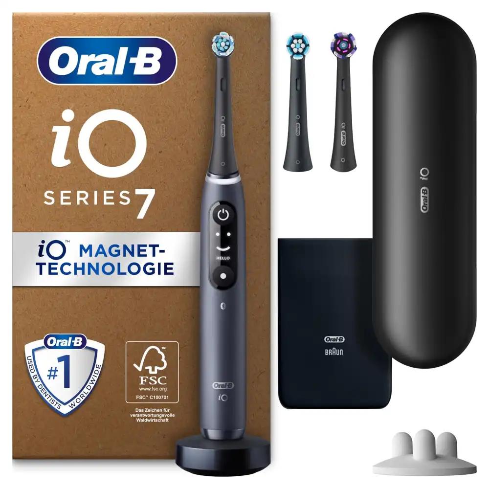 Oral-B iO Series 7 Plus Edition Elektriline Hambahari, 3 vahetatavat harjapead, 5 puhastusrežiimi, reisikarp, disainitud Braun poolt, Must onyx