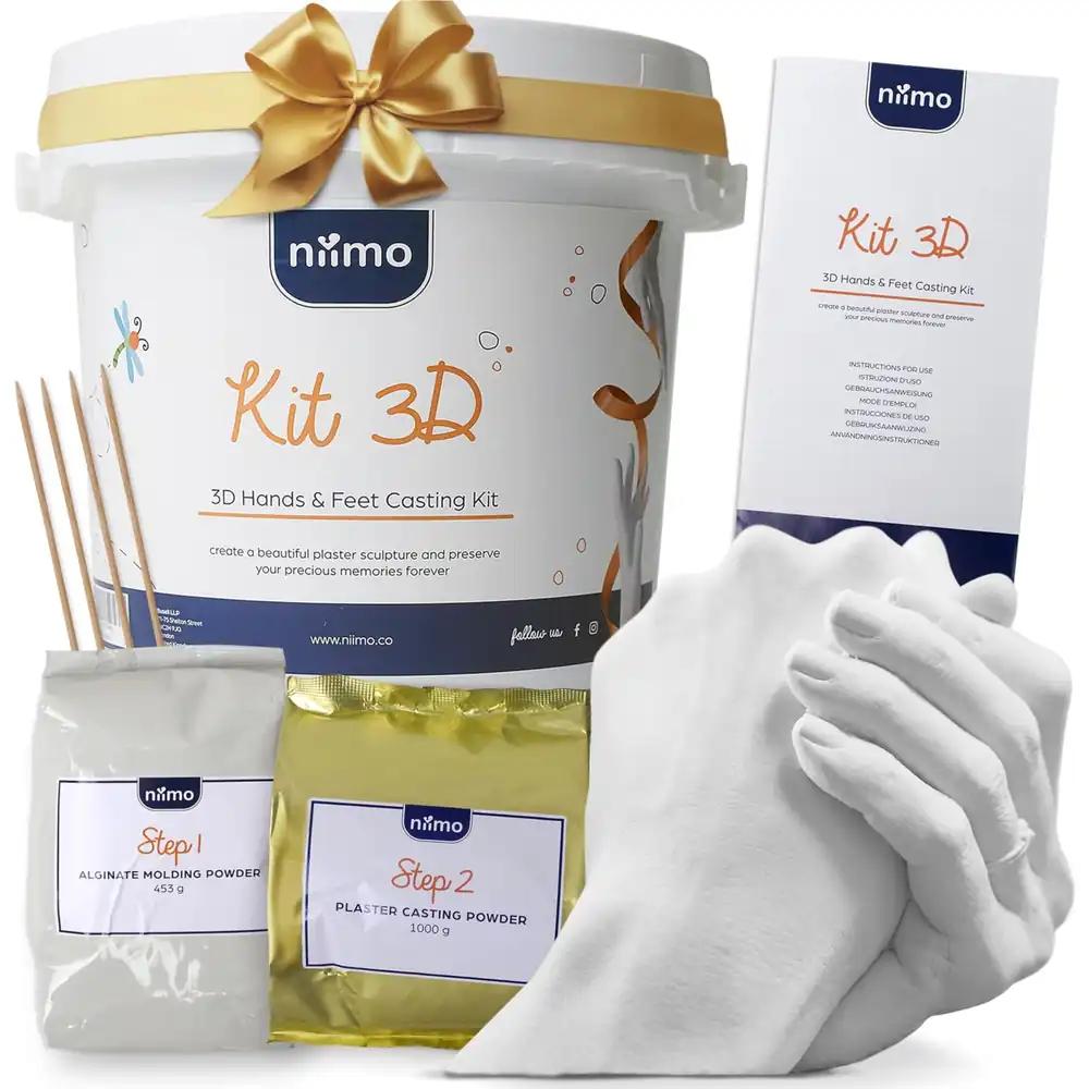 Niimo 3D käejälgede komplekt paaridele – Personaalne kingitus naistele ja meestele, detailne ja nahasõbralik kipsjäljend koos videoõpetusega