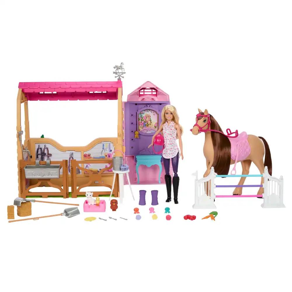 Barbie mängutallikomplekt nukuga, hobuse ja tarvikutega – üle 25 osa ja 6 mänguala, inspireeritud Netflixi sarjast ‘Barbie Mysteries: Salapärane hobuse seiklus’, JDN43