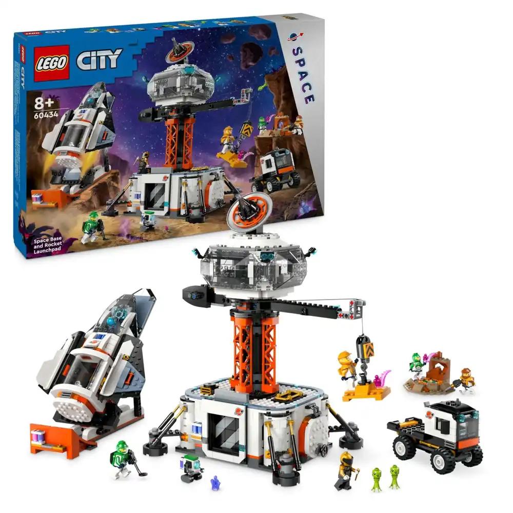 LEGO City Kosmosebaas stardiplatvormiga, kosmosejaama mängukomplekt laste jaoks, kosmosesõiduki ja kosmoselaevaga, 6 minifiguuri, roboti ja tulnukatega, kingitus poistele ja tüdrukutele 60434