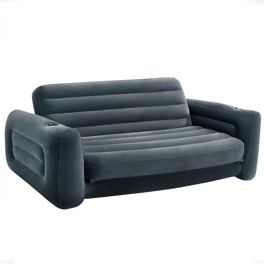 Intex täispuhutav matkasohva, Queen-size voodi, lahtikäiv futonsohva 3 kiire täispuhumise ja õhu tühjendamise ventiiliga, 203,2 x 231,14 x 66,04 cm, antratsiithall