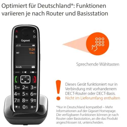 Gigaset E720HX - DECT-mobiiltelefon laadimisaluseta - Juhtmevaba seenioritele mõeldud telefon ruuterite ja DECT-baasi jaoks – Bluetooth ja kõnetuvastusega valikunupud