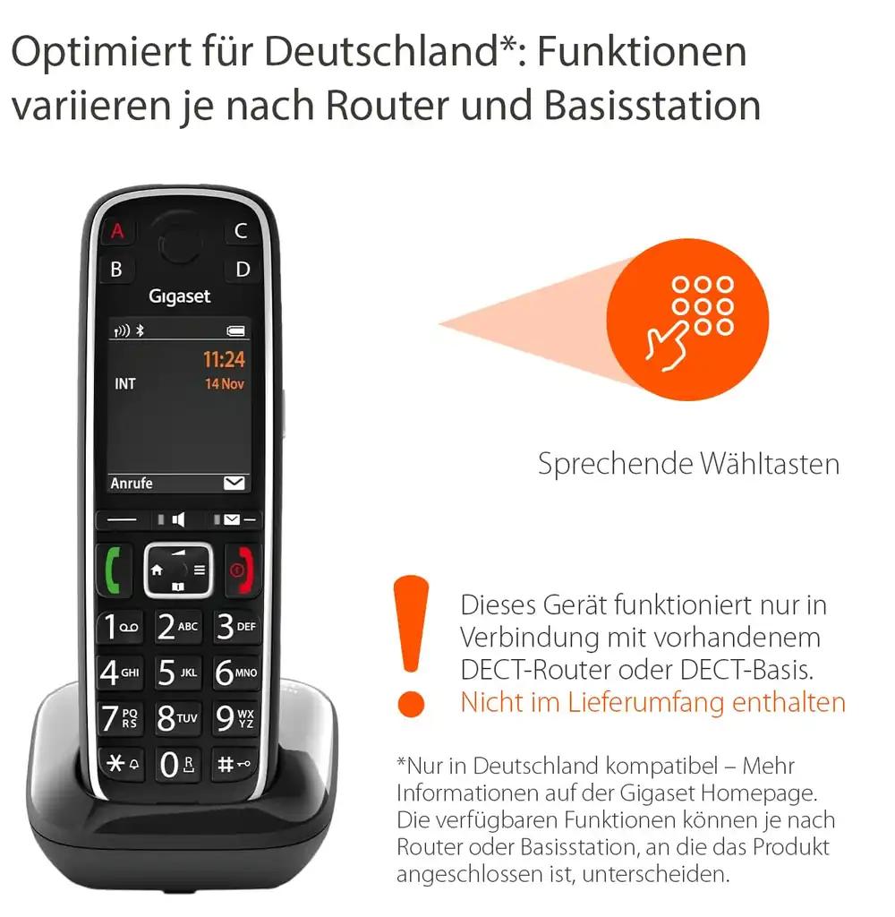 Gigaset E720HX DECT-käsitelefon, Bluetooth 4.2, SOS-nupp, must, ilma baasita, pilt 2