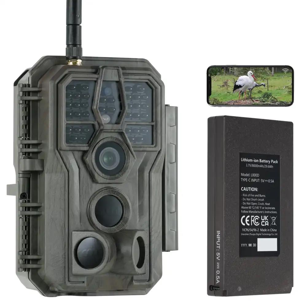 GardePro E8P looduskamera WiFi-ga, laetav 8000mAh aku, 64MP 1296P, liikumisanduriga öise nägemisega, mobiiliühendus, rakendus