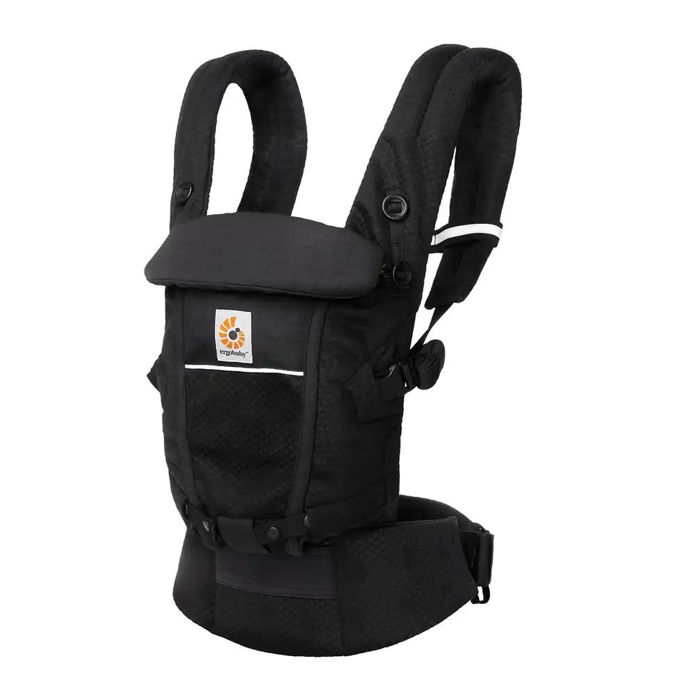 Ergobaby Adapt beebikandja vastsündinutele alates sünnist, 3-positsiooniline SoftFlex Mesh ergonoomiline kõhukott ja seljakott, Onyx Black