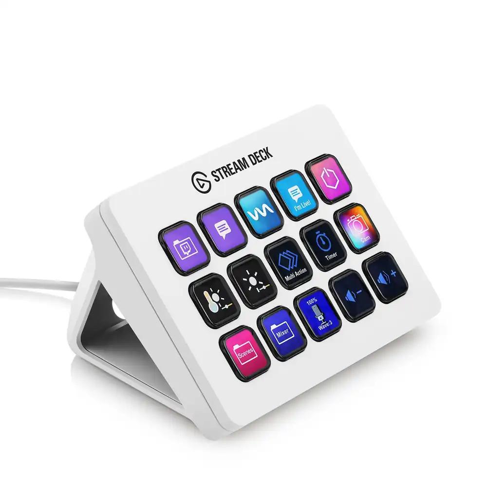 Elgato Stream Deck MK.2 Valge – Stuudio-kontroller, 15 makronuppu, rakenduste ja tarkvara nagu OBS, Twitch, YouTube juhtimine Mac ja PC jaoks