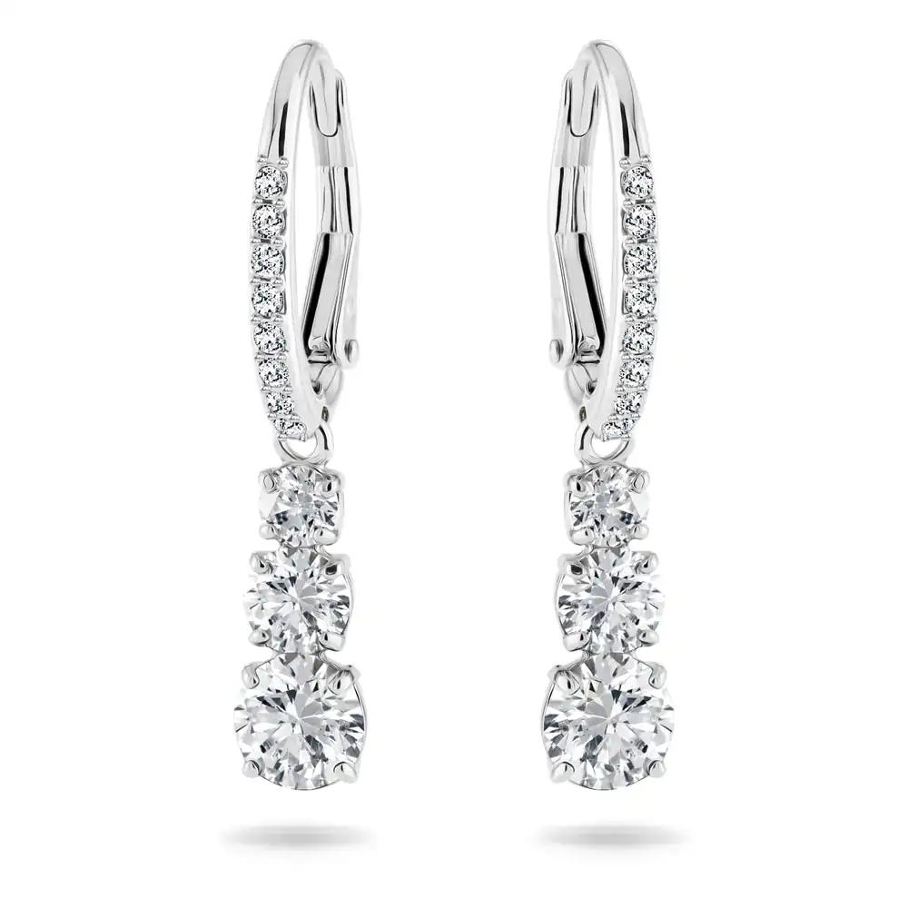 Swarovski Stilla Attract Trilogy Kõrvarõngad, Valge, Roodiumiga Kaetud