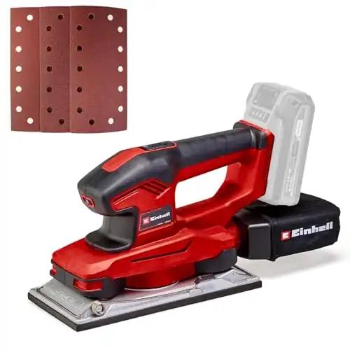 Einhell akuga vibratsioonilihvija TE-OS 18/230 Li Solo (reguleeritav kiirus, mikro-takjakiinnitus, alumiiniumist tald, tolmukott, kaasas 3x lihvpaber, ilma aku ja laadijata)