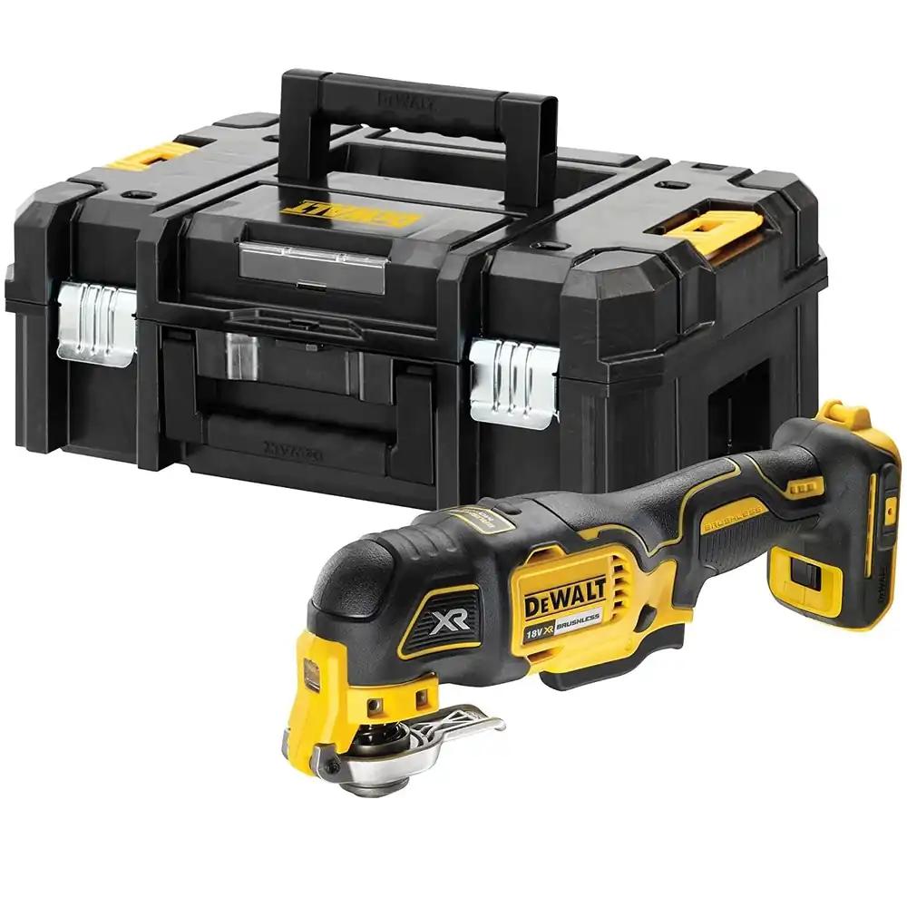 DEWALT 18V aku-multitööriist DCS356NT (baasversioon), harjadeta mootor, sügavus- ja küljepeatus, LED-valgus, TSTAK Box II, ilma aku ja laadijata, must/kollane