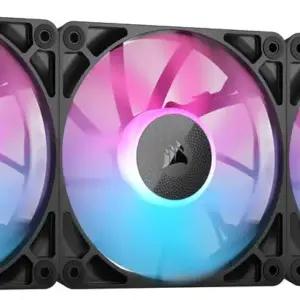Corsair iCUE LINK RX120 RGB 120mm PWM-ventilaatorid iCUE LINK süsteemihubiga – Magnetiline kuplilaager – Kolmepakk – Must