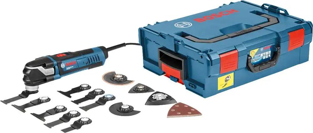 Bosch Professional Multitööriist GOP 40-30 (400 W võimsus, Starlock Plus, sisaldab 7x sügavlõikesaetera, 5x lihvpaberit, 3x segmendisaetera, 1x lihvtalda, L-BOXX)