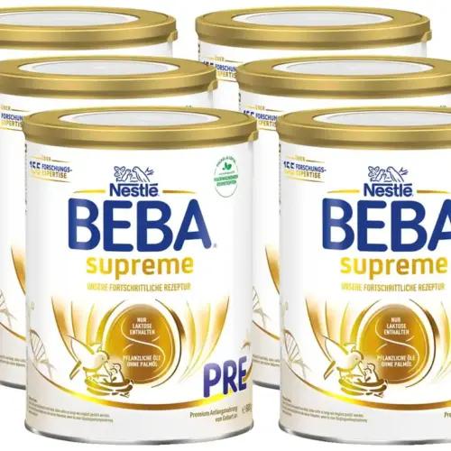 BEBA SUPREME PRE imikutoit alates sünnist, ainult laktoos, ilma palmiõlita, 6 x 800 g