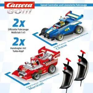 Carrera GO!!! PAW Patrol Ready Race Rescue rajakomplekt, 2 slotautot, 4,9 m rada, 1:43, pilt 2