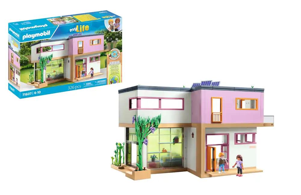 PLAYMOBIL MyLife 71607 Elumaja talveaiaga, sisaldab kahte figuuri ja kleebiselehte, üle 80% taaskasutatud ja biopõhistest materjalidest, mitmekülgne mänguasi lastele alates 4. eluaastast