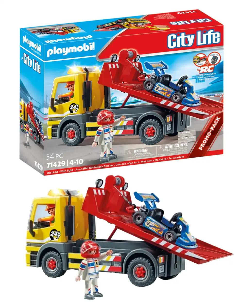 PLAYMOBIL City Life 71429 Puksiiriteenus – Mitmekülgne puksiirauto vilkuriga ja kardiga, laste mängukomplekt alates 4. eluaastast
