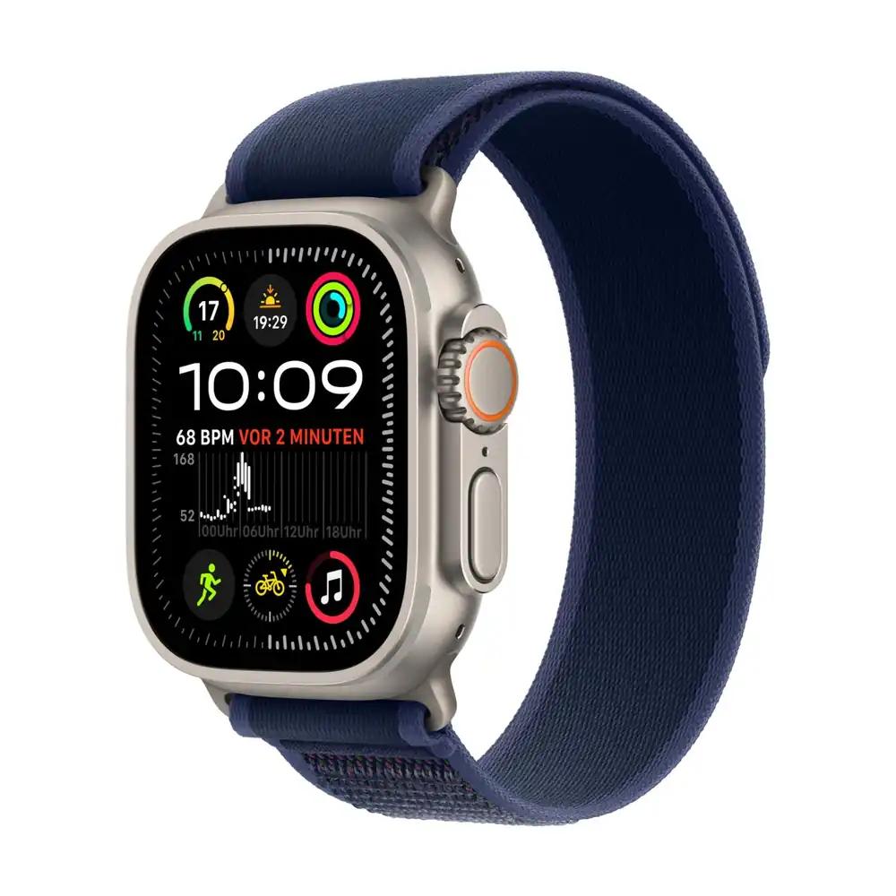Apple Watch Ultra 2 (GPS + Cellular, 49 mm) nutikell, spordikell titaanist korpusega, sinine Trail Loop (M/L), täpne GPS, pikk aku kasutusaeg