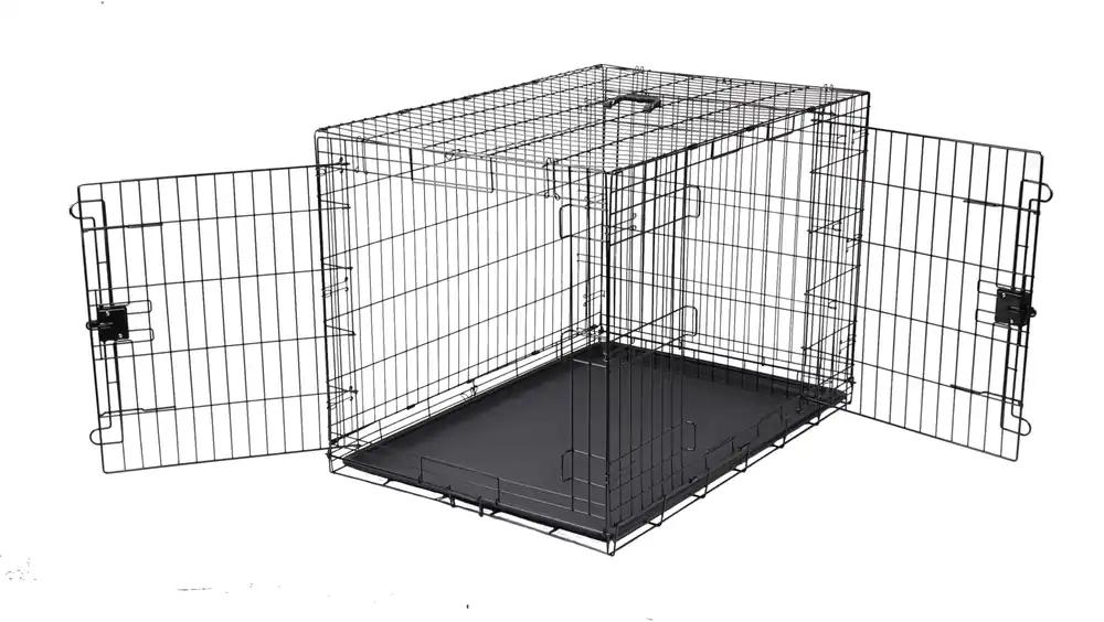 Amazon Basics kokkupandav koerapuuri metallist võre ja põhjaga, kahe uksega, must, 107 x 71 x 76 cm