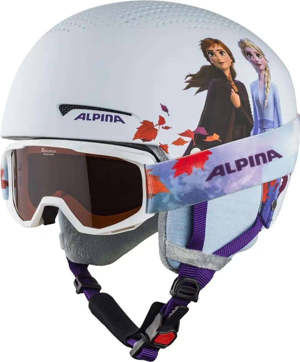 ALPINA ZUPO DISNEY KOMPLEKT – Kvaliteetne, Turvaline ja Eksklusiivne Disney Suusakiivri ja Suusaprillide Komplekt Lastele, Frozen II, 51-55 cm