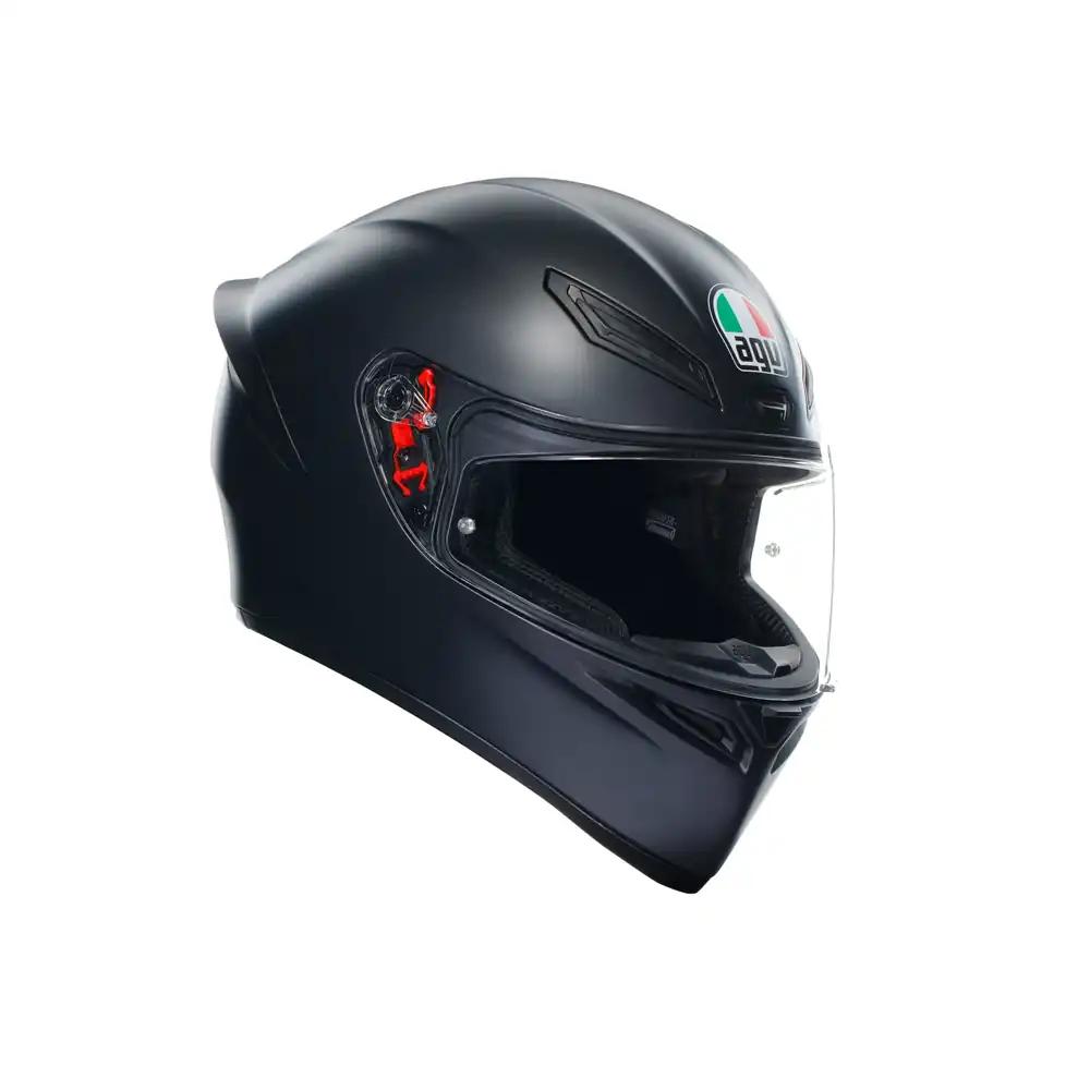 AGV – K1 S E2206 Mootorrattakiiver, Meeste ECE Täisnägemisvälja Kiiver, Racing Stiil Aerodünaamilise Spoileriga, Kriimustuskindel Visiir, 190° Nägemisväli, Intercom-Valmidus, Matimust