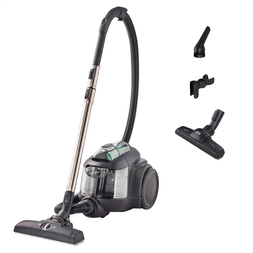 AEG CLEAN 6000 ÖKO AL61C2ÖKO Tolmuimeja ilma kotita – ETM testivõitja (VÄGA HEA) – 60% taaskasutatud materjali – 550 W – Lisadüüsid – Pehmed rattad – 74 dB(A) – 12m tööraadius – 1,6L tolmumahuti – Must