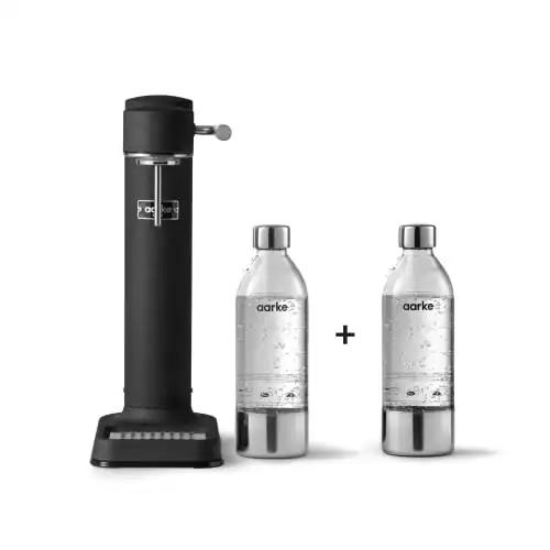 Aarke Carbonator 3 süsihappegaasiaparaat roostevabast terasest, 2 x BPA-vaba pudeliga, mattmust viimistlus