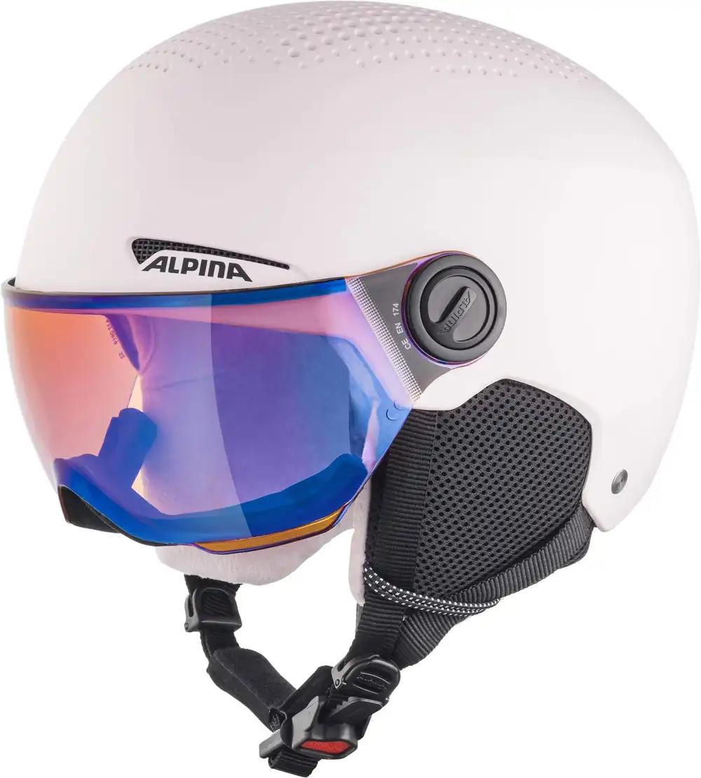 ALPINA ZUPO VISOR Q-LITE – Kvaliteetne ja kerge suusakiiver kontrasti tugevdava visiiriga lastele, roosa matt, 51-55 cm