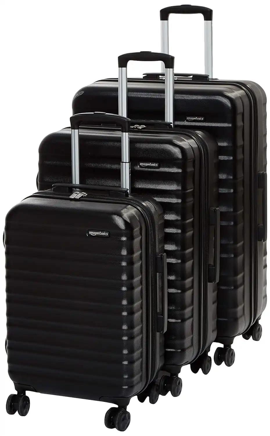 Amazon Basics kõvakaaneline kohvrisett – 3-osaline komplekt (55, 68, 78 cm), must