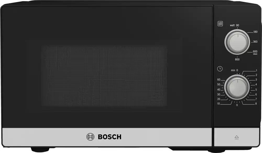 Bosch FFL020MS2 Serie 2 Mikrolaineahi, 26 x 44 cm, 800 W, 27 cm pöördtaldrik, vasakpoolselt avanev uks, puhastustoetus, ühtlane LED-valgustus, roostevaba teras (Uus)