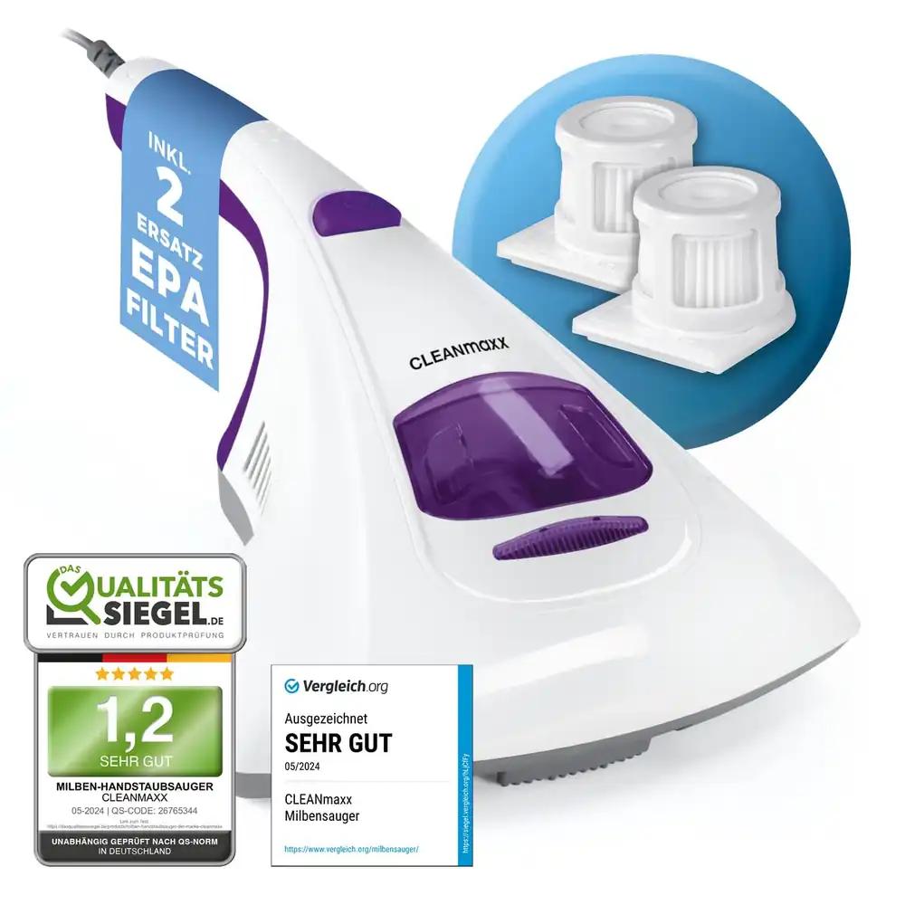 CLEANmaxx tolmuimeja UV-C valgusega & 2 EPA-filtriga, madratsitolmuimeja allergikutele, anti-tolmulesta madratsipuhastaja hävitab 99,9% kõigist lestadest, bakteritest, lutikatest, lilla