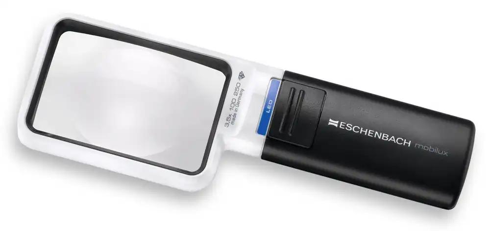 Eschenbach OPTIK LED-valgustusega käsiluup mobiluxLED 75x50mm, 15113, 3,5x suurendus