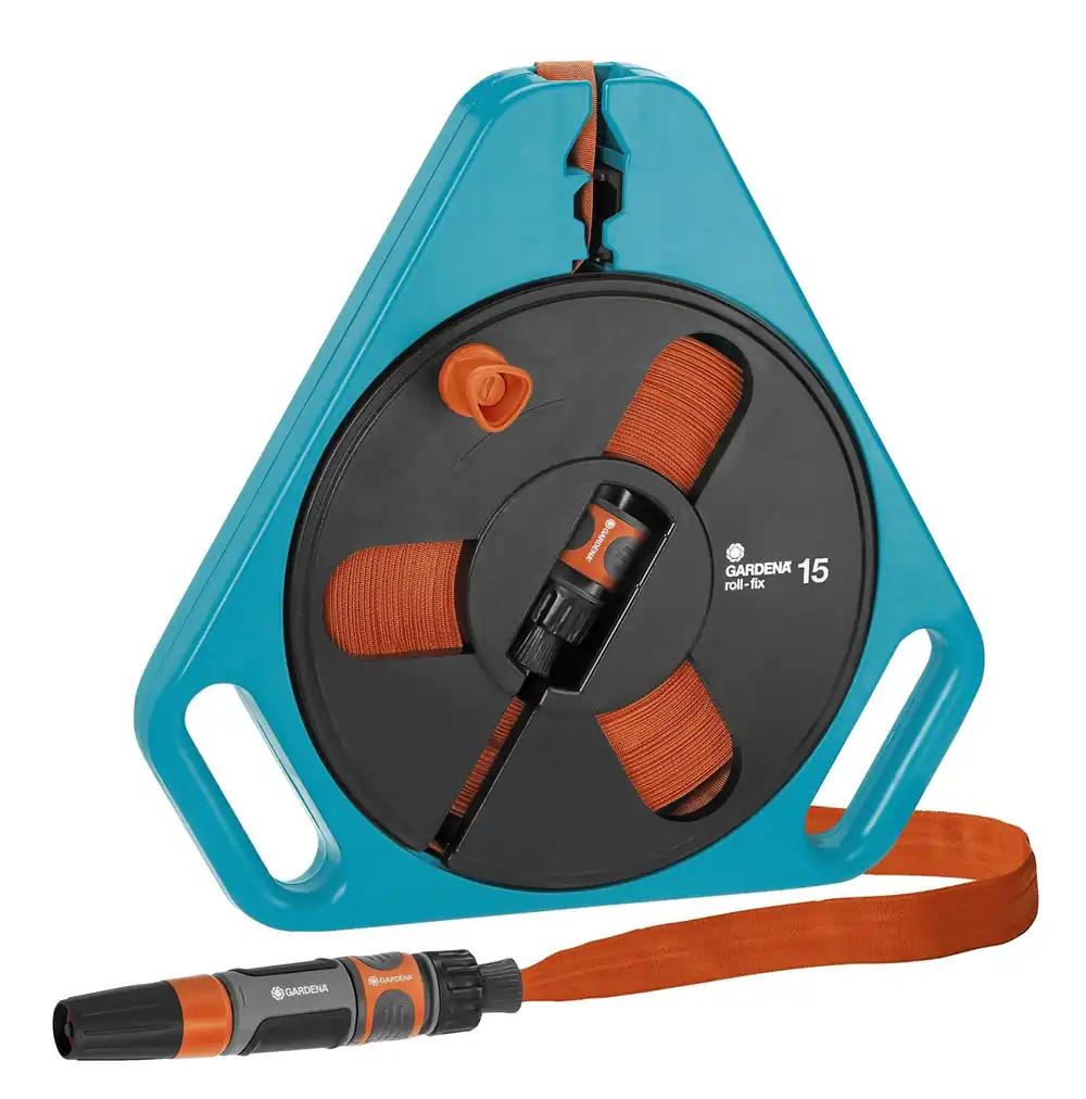 Gardena Original Classic Roll-fix lamedas voolik 15 m: Ruumisäästlik voolikukassett koos veevoolikuga (Ø 12 mm kassetis), turvamehhanism, pihusti ja liitmikega (756-20)