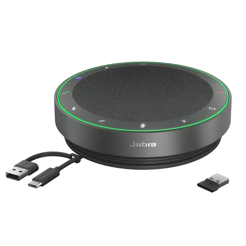 Jabra Speak2 75 juhtmevaba konverentsiseade USB-A Bluetooth-adapteriga, 4 mürasummutavat mikrofoni, 65 mm laiendatud kõlar, MS Teams sertifikaat, tumehall