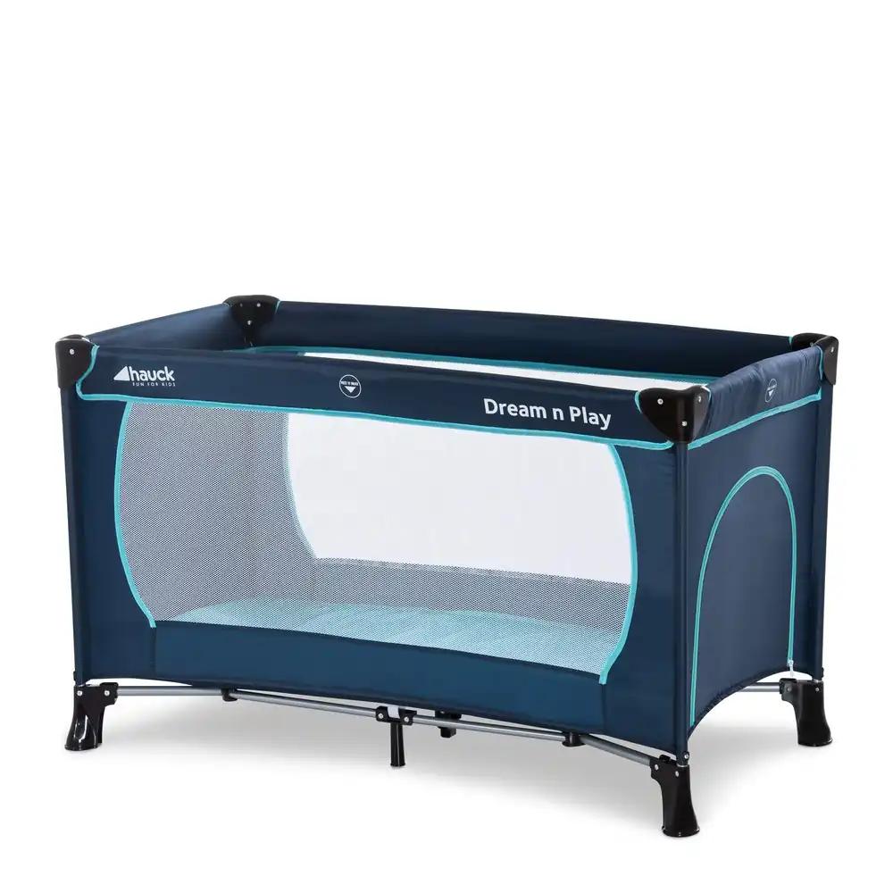 hauck Beebireisivoodi Dream N Play Plus koos transpordikotiga ja ronimisavaga, kompaktne ja kokkupandav, imikutele ja väikelastele kuni 15 kg (Tumesinine/Aqua)