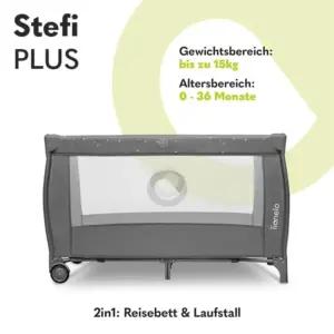 Lionelo Stefi Plus 2-in-1 reisivoodi ja mänguaed kuni 15 kg beebivoodi madratsiga külgnev sisend lukuga